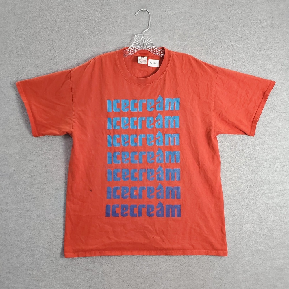 Ice Cream Men Shirt Large Red Logo Graphic Print Ombre Short Sleeve Tee READ